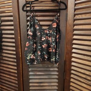 Tobi Black and Red Floral Camisole
